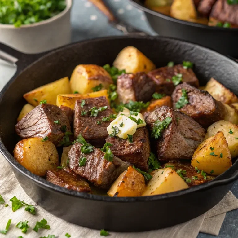 steak bites and potatoes