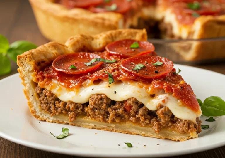 Deep Hamburger, Sausage & Pepperoni Pie: Easy Recipe 4 Deep Hamburger