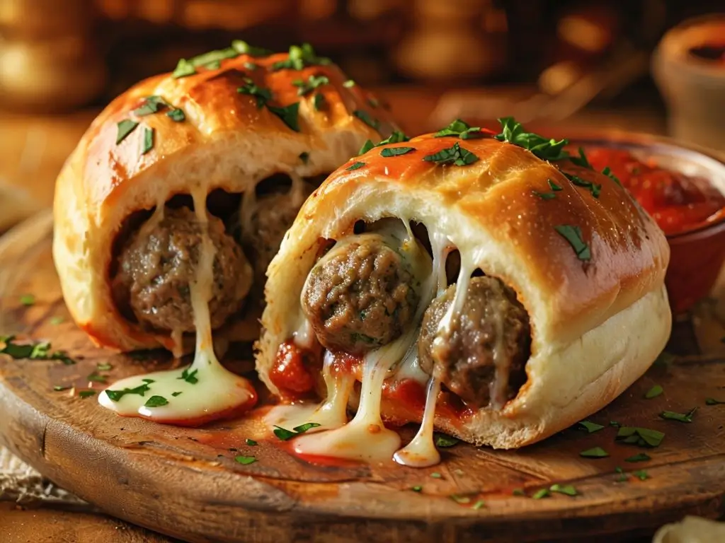 Cheesy Meatball Stuffed Bun Recipe 4 Freshly Baked Stuffed Bun With Juicy Meatballs And Cheese